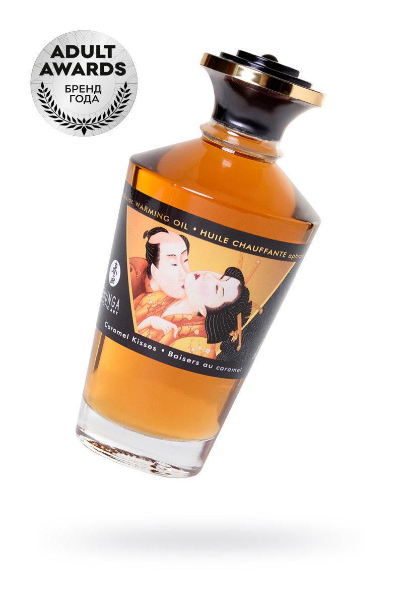 Масло для массажа Shunga Caramel Kisses, разогревающее, карамель, 100 мл