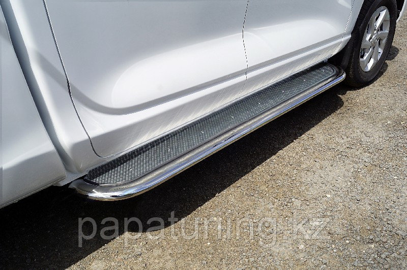 Пороги с площадкой (нерж. лист) 75х42 мм ТСС для Great Wall POER KINGKONG 2023-, фото 1