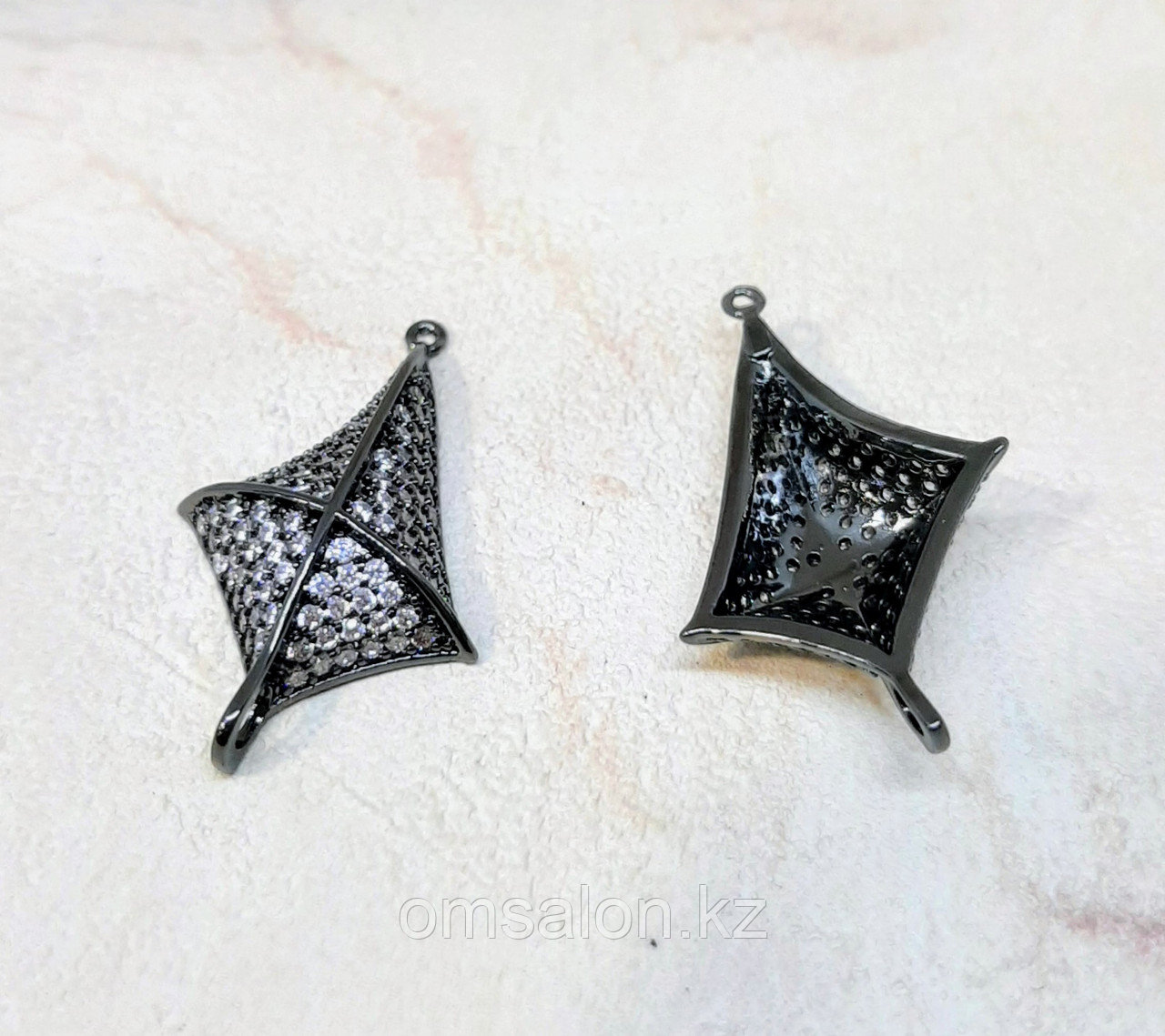 Коннектор Ромб с фианитами,  25×15мм, фото 1