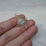 Коннектор Ромб с фианитами, 25×15мм, фото 2