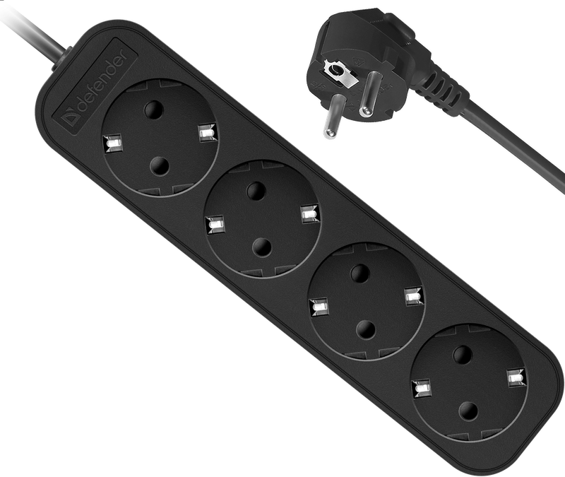 Defender 99325 Удлинитель с заземлением M418 1.8 м, 4 розетки