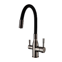 Смеситель для кухни с подключением фильтра Frap оружейная сталь F4396-15