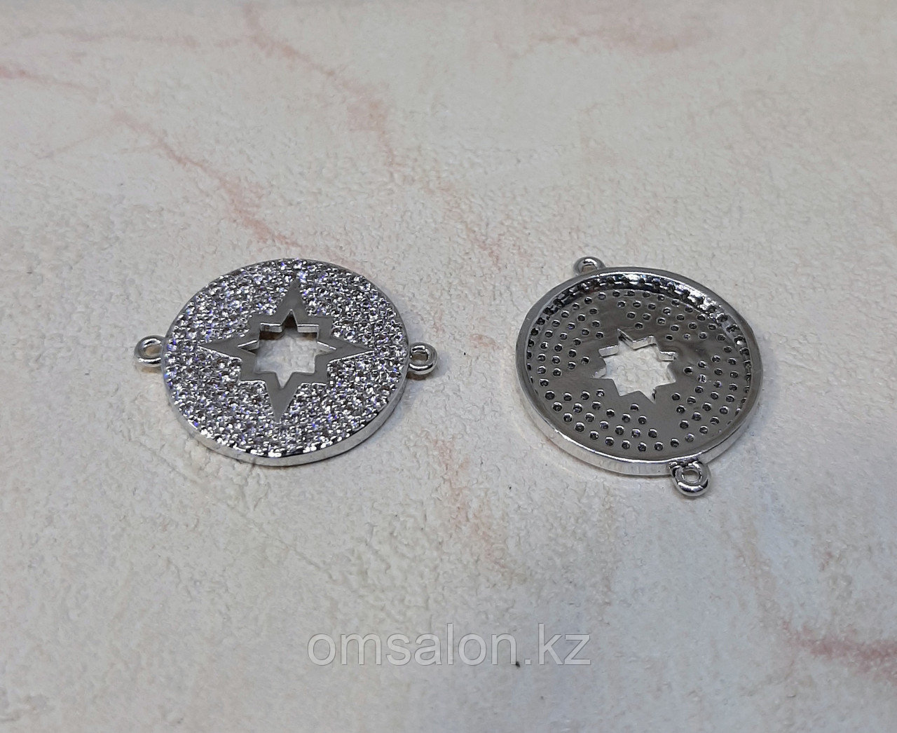 Коннектор Круглый, с фианитами, 19мм, фото 1