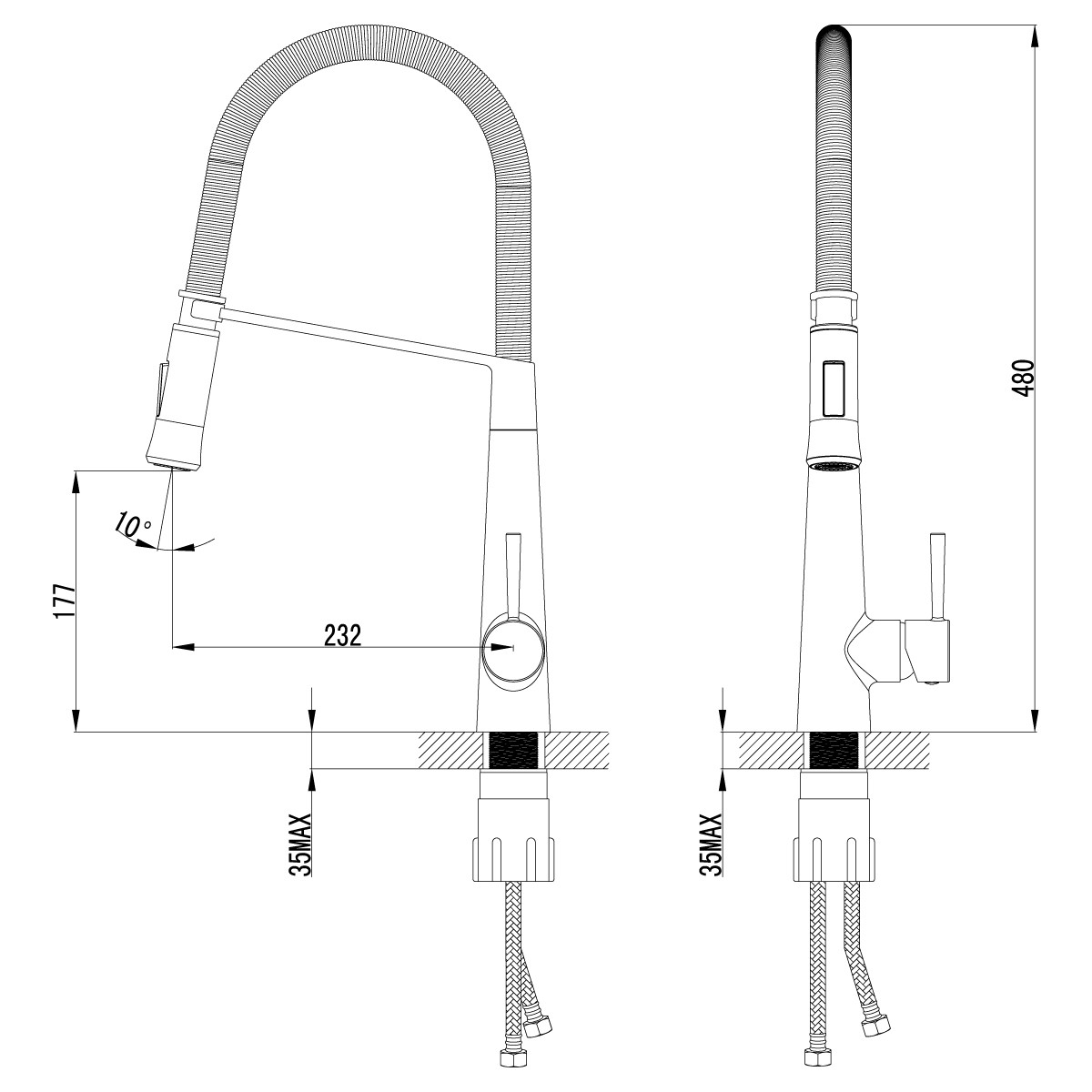 LM6002C Соул Смеситель для кухни с вытяжным изливом, шланг 56 см (к/к 4) - фото 2 - id-p109343021