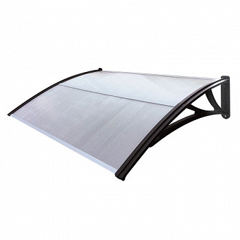 Усиленный козырек 1500 мм прозрачный с черным кронштейном, фото 1