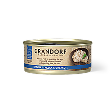 12543 GRANDORF, Куриная грудка с сибасом, влажный корм для кошек всех возрастов, уп.6*70гр.