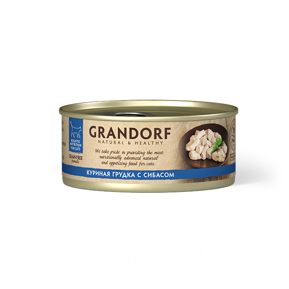 12543 GRANDORF, Куриная грудка с сибасом, влажный корм для кошек всех возрастов, уп.6*70гр. - фото 1 - id-p109408064