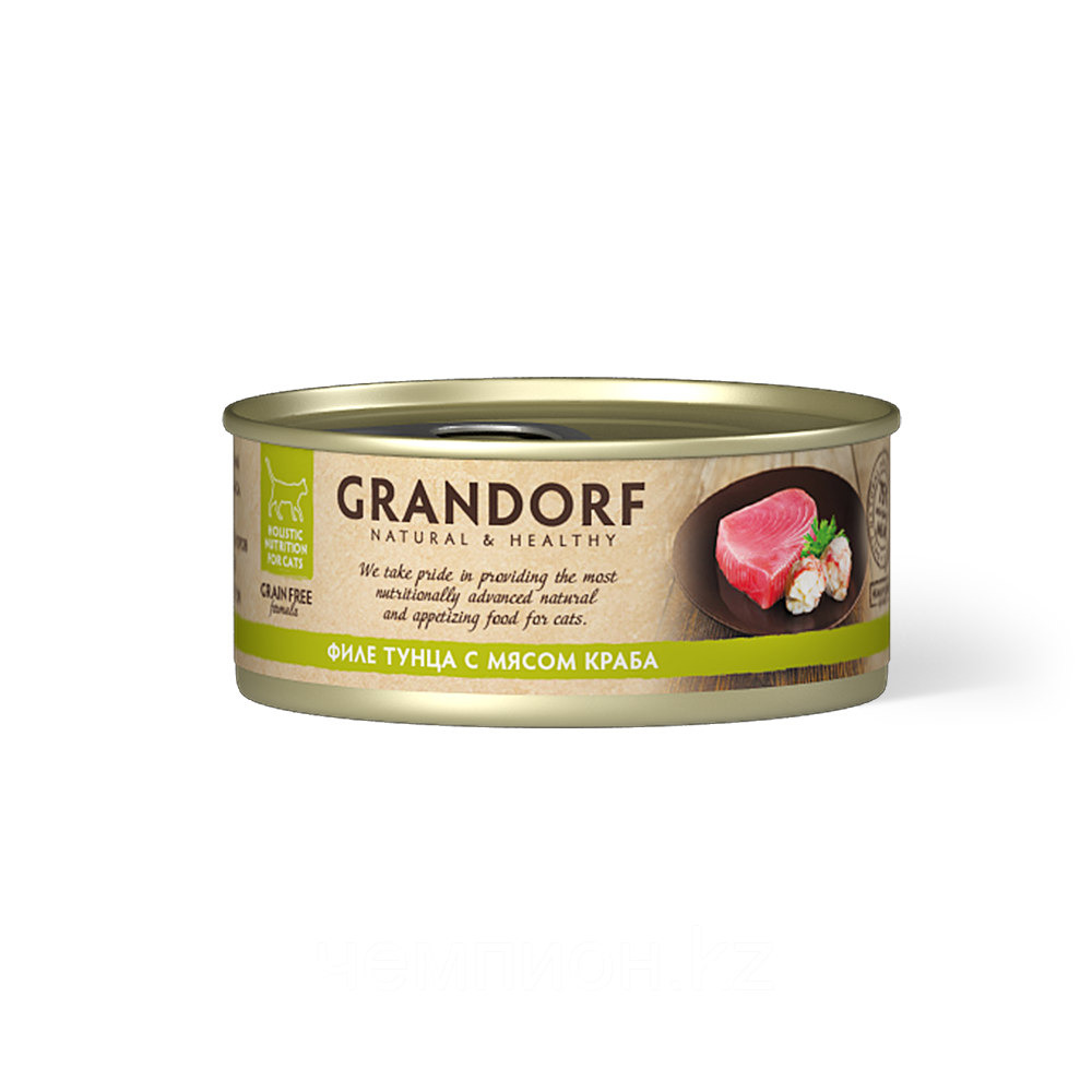12604 GRANDORF, Филе тунца с мясом краба, влажный корм для кошек всех возрастов, уп.6*70гр.