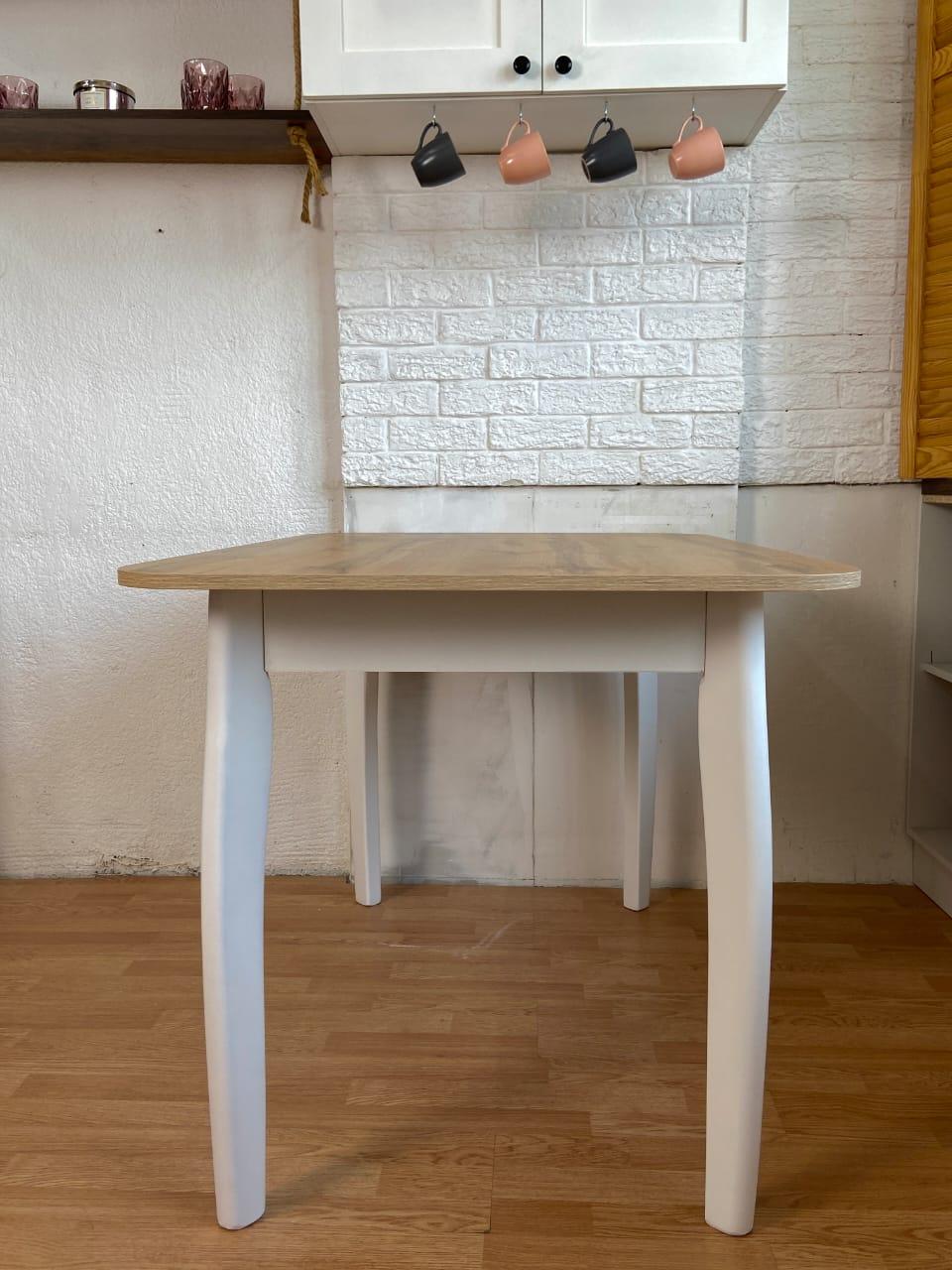 Прямоугольный стол коричневый с белыми Альфа ножками - фото 2 - id-p109432683