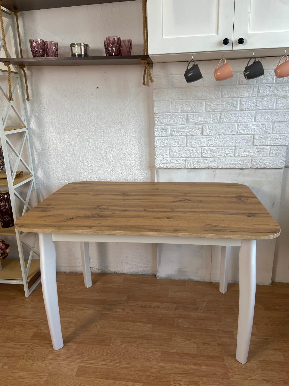 Прямоугольный стол коричневый с белыми Альфа ножками - фото 5 - id-p109432683
