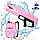 Электрический водный пистолет с рюкзаком для воды розовый, фото 4