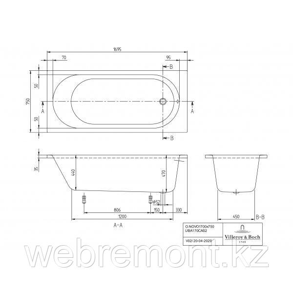 Ванна O.Novo 170x75 Villeroy&Boch. Германия - фото 4 - id-p109433802