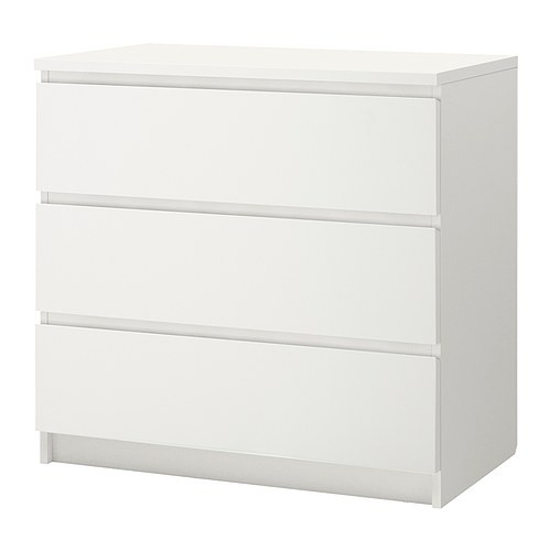 Комод с 3 ящиками МАЛЬМ белый ИКЕА, IKEA