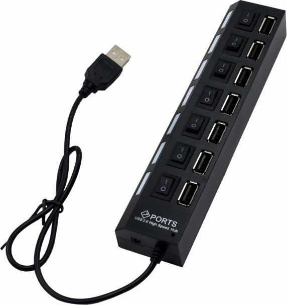 USB2.0 Hub 7-портов 166B, 7вык, питание в комплекте,0.4м