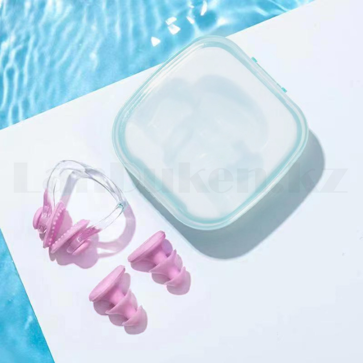 Комплект беруши и зажим для плавания силиконовые розовые - фото 1 - id-p109448114