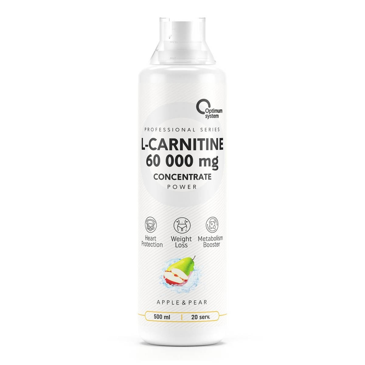 Жиросжигатели L-Carnitine 60 000 mg, 500 ml, Optimum system Apple & pear - фото 1 - id-p107573843