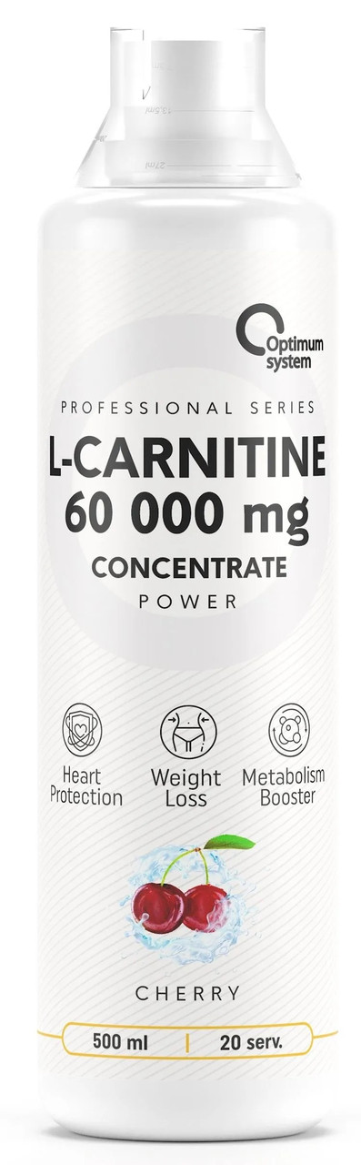 Жиросжигатели L-Carnitine 60 000 mg, 500 ml, Optimum system Cherry - фото 1 - id-p107573844