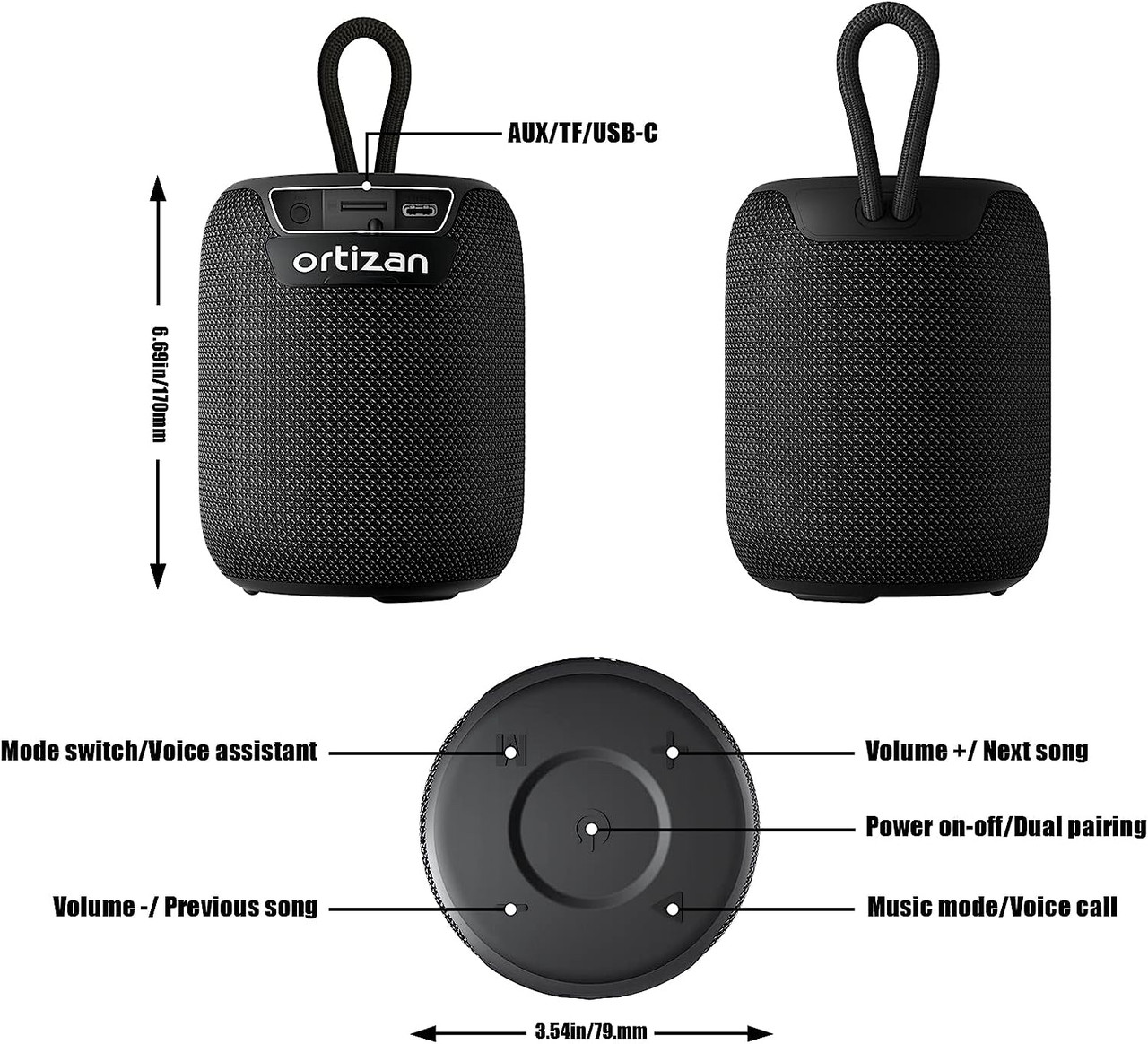 Портативная Bluetooth-колонка Ortizan X2 - фото 5 - id-p109454882