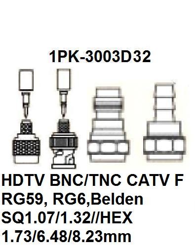 Pro`skit 1PK-3003D31 Насадка для обжима разъемов HDTV True 75 Ом BNC/TNC, коаксиальных кабелей RG6, Belden - фото 2 - id-p592000