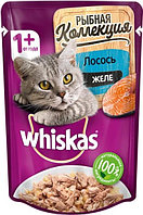 Корм Whiskas кусочки в желе лосось 75 г 1 шт