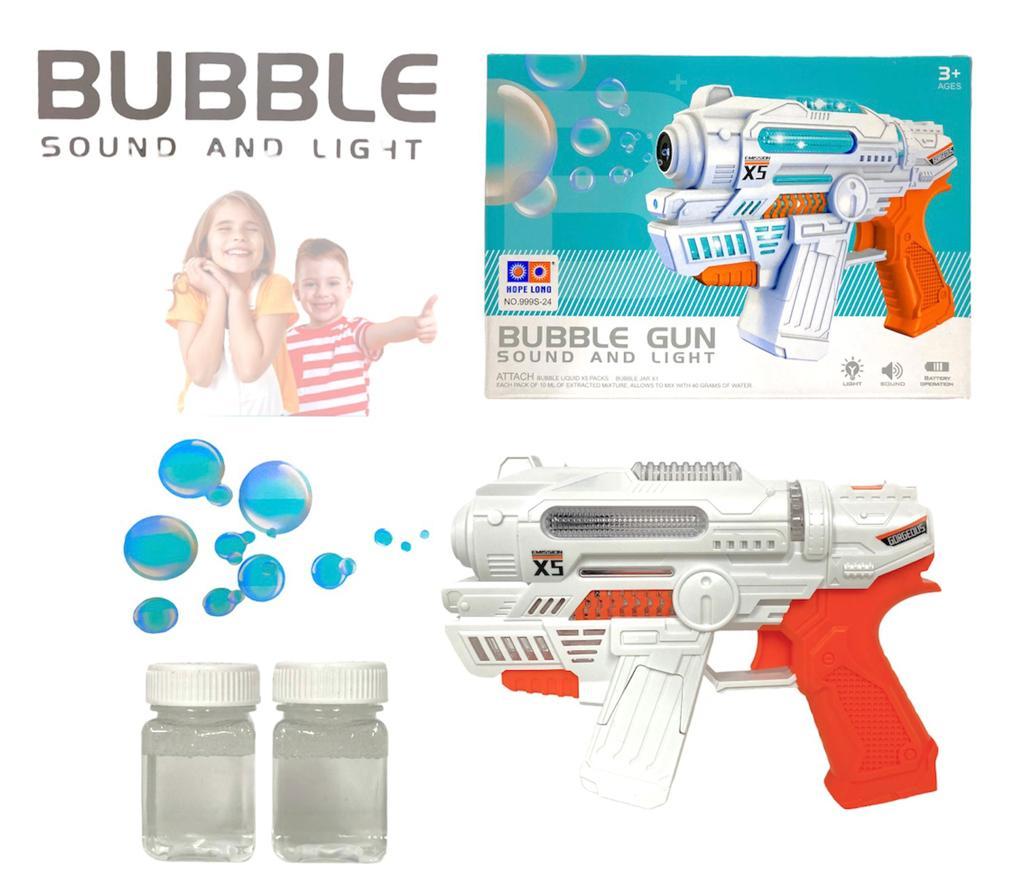 999S-24 Пистолет мыльные пузыри  2 банночки Bubble gun 21*15см, фото 1
