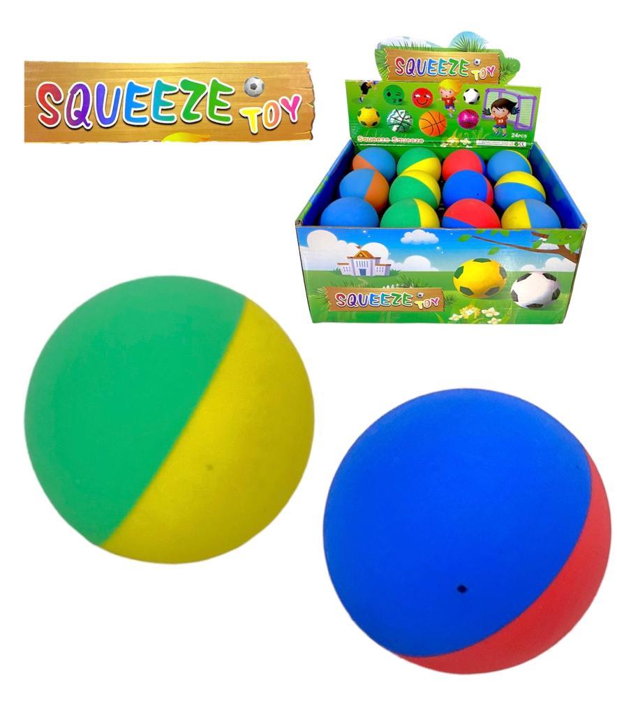 3282-23 Мячики резиновые SQUEEZE toy 4 цвета, 24шт в уп., цена за 1шт 6*6см