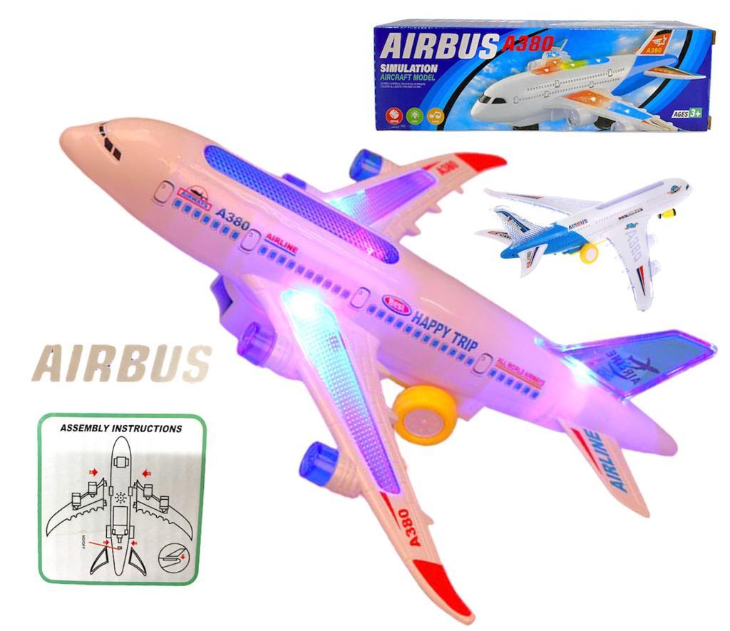 KH332-10 Самолет AirBus A380 (музыка,свет,движение) 22*7см