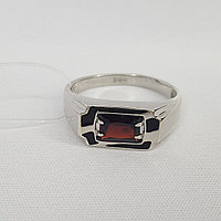 Мужское серебряное кольцо, печатка Гранат Эмаль Aquamarine 6562103.5 покрыто родием
