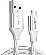 Кабель Ugreen US290 USB 2.0 A to Micro USB Cable Nickel Plating Aluminum Braid 2m (White), 60153