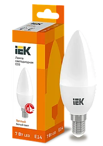 Лампа ECO C35 свеча 7вт 3000к е14