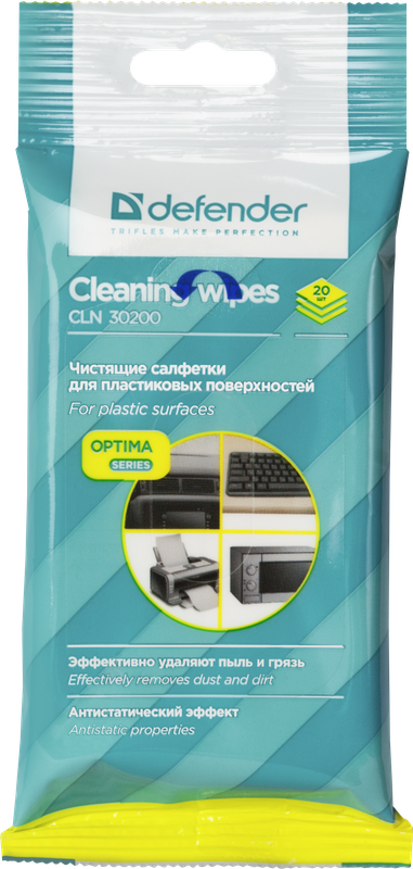 Defender CLN 30200 Салфетки влажные универсальные , 20 шт.