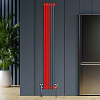 Unilux 2x құбырлы дизайнерлік радиатор, 180см, 5 секция, 10 м2, қызыл төсеніш