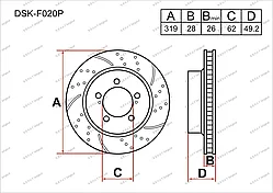 Тормозные диски TOYOTA Harrier c 2003 по 2013  2.4 / 3.0 / 3.3 / 3.5 (Передние) PLATINUM