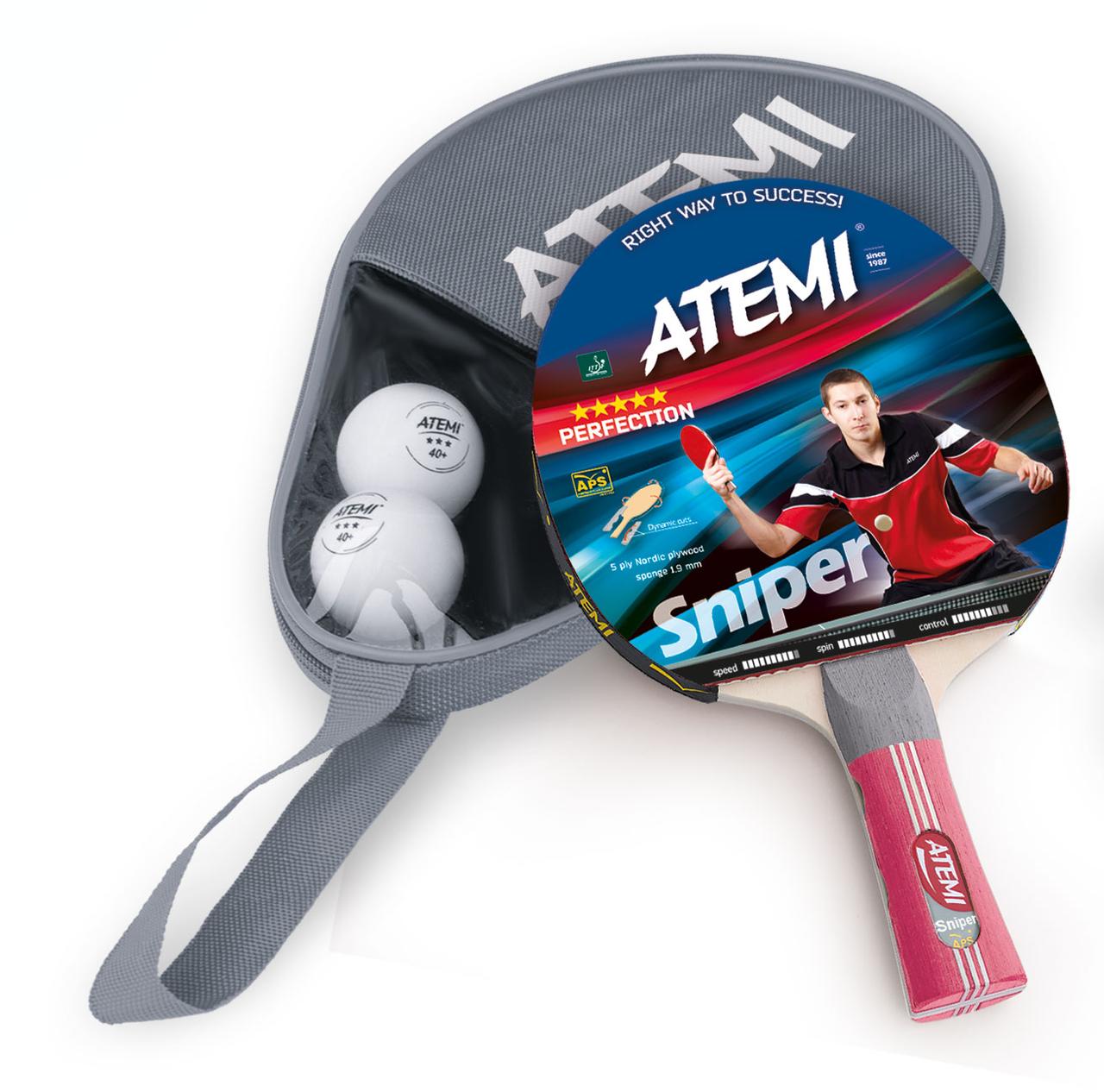 Набор для настольного тенниса Atemi Sniper APS (1ракетка+чехол+2 мяча***) - фото 1 - id-p109534390
