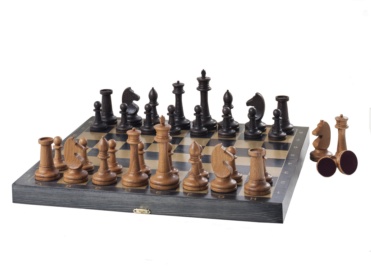 Шахматы гроссмейстерские буковые с малой дерев черной доской, "Классика" (400*200*60) 344-19 - фото 1 - id-p109534762