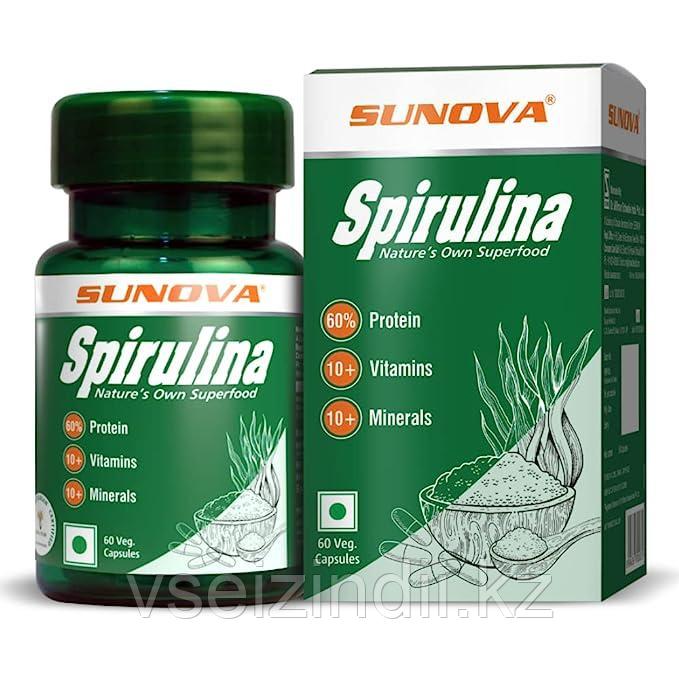 Спирулина с протеином, витаминами и минералами, SPIRULINA SUNOVA 60 таб. - фото 1 - id-p109662927