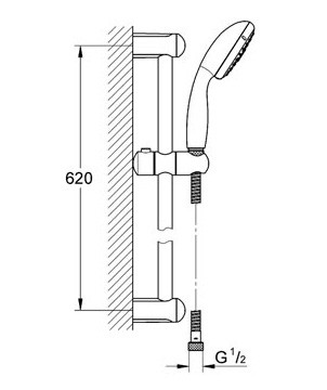 Душевая гарнитура GROHE Tempesta New 100, ручной душ, штанга 600 мм, шланг 1750 мм - фото 2 - id-p109342007