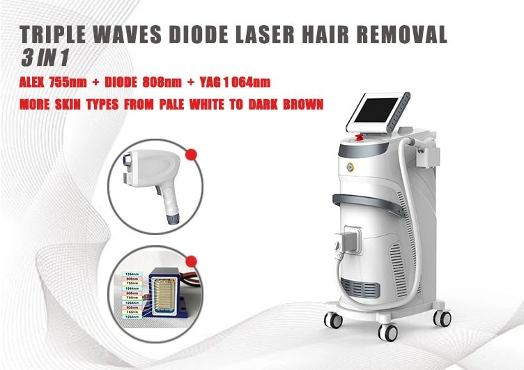 Диодный лазер "Hybride" для удаления волос 755/808/1064 nm 600 Вт