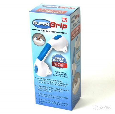 Ручка [поручень] для ванной и туалета на вакуумных присосках Super Grip - фото 1 - id-p14106586