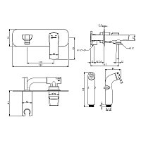 LM7220BL URSUS Смеситель с гигиеническим душем, встраиваемый, черный