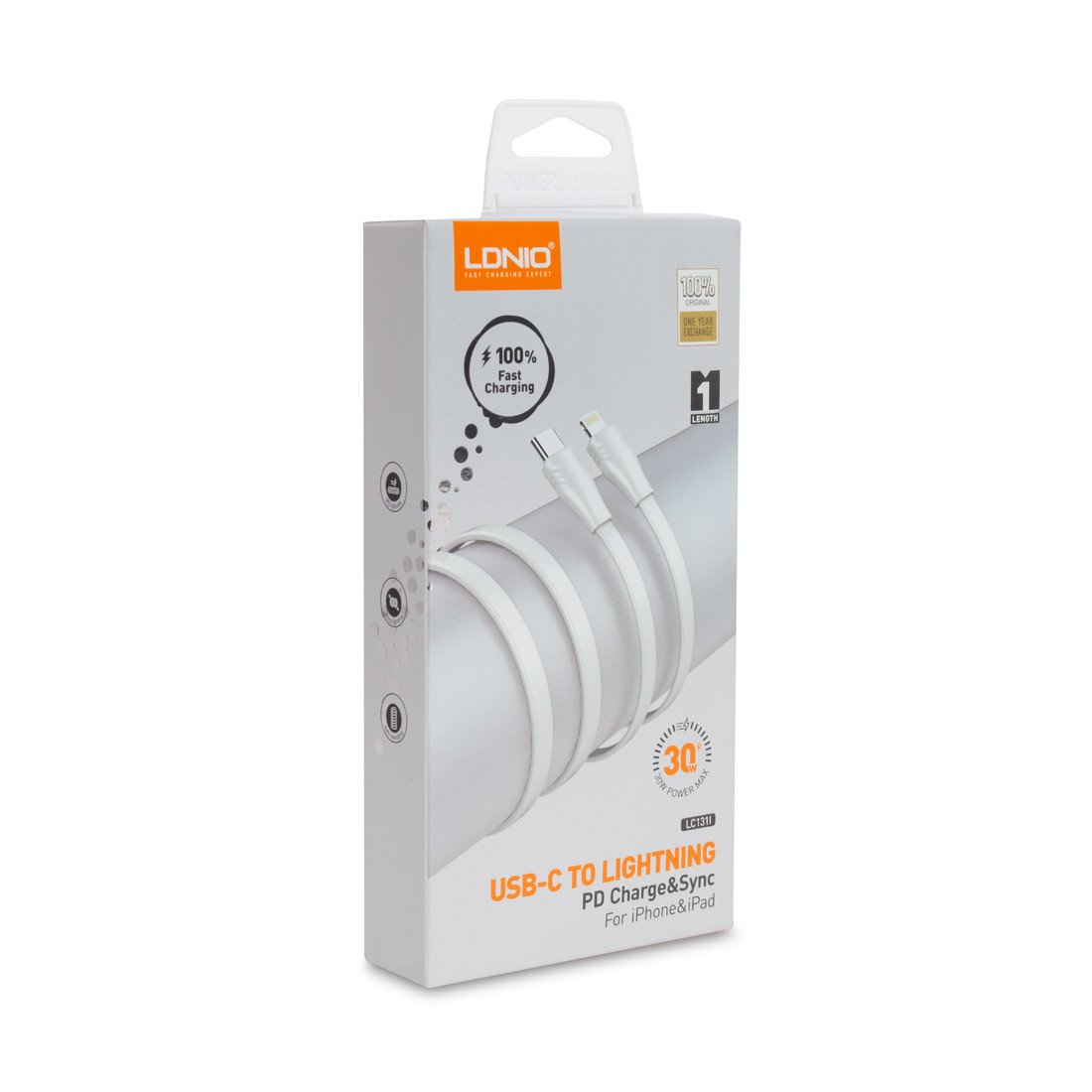 Интерфейсный кабель LDNIO Type-C to Lightning LC131-I 1м 30W Белый 2-004834 - фото 3 - id-p109660271