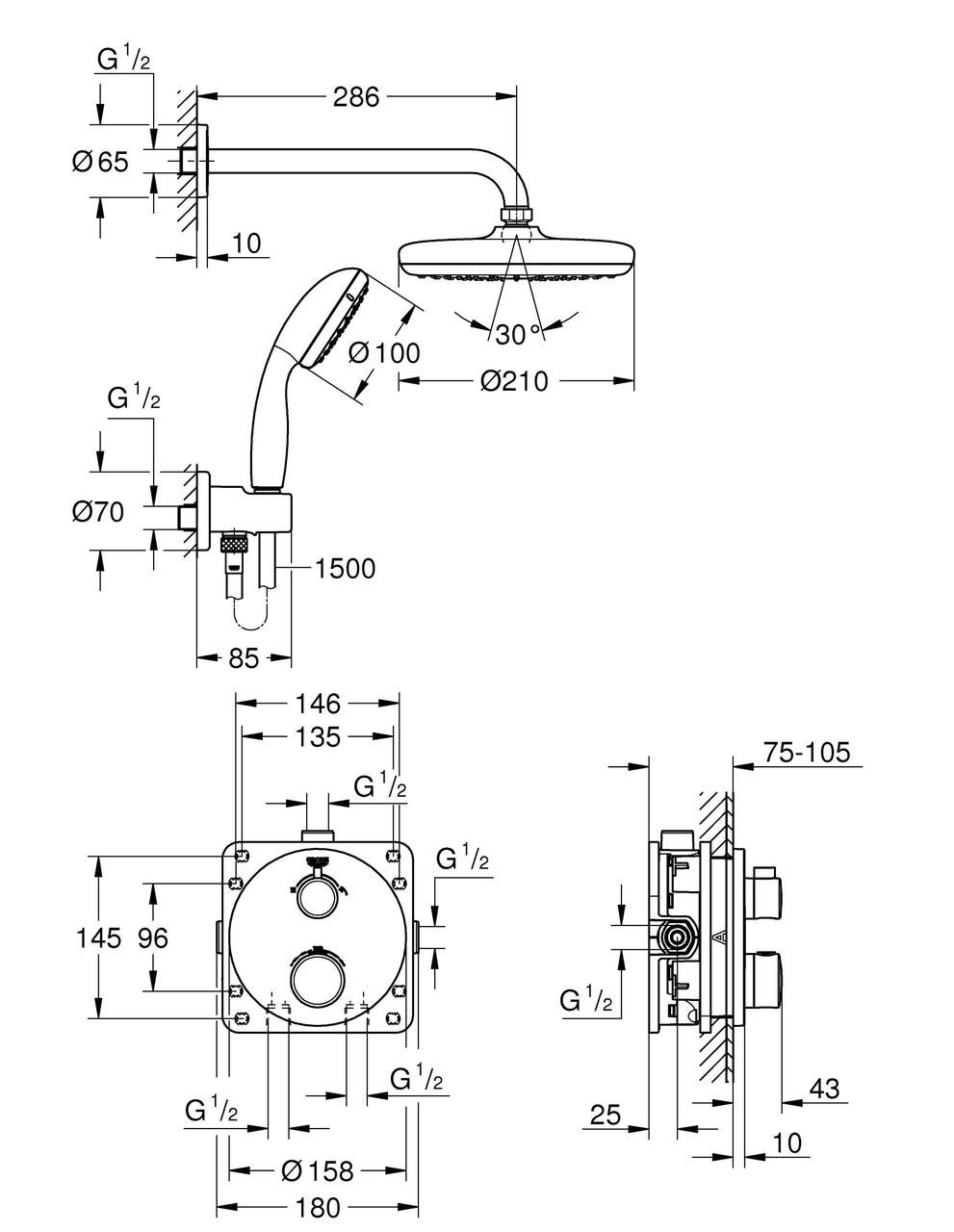 Душевая система GROHE Grohtherm 34727000 - фото 2 - id-p109342012