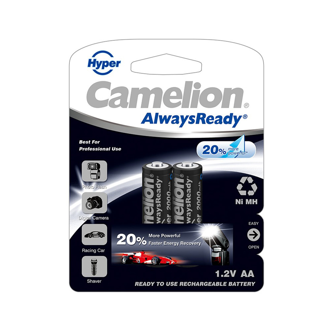 Аккумулятор CAMELION AlwaysReady "Hyper" Rechargeable Ni-MH NH-AA2000HPBP2 2 шт. в блистере 2-011011 - фото 1 - id-p109659842