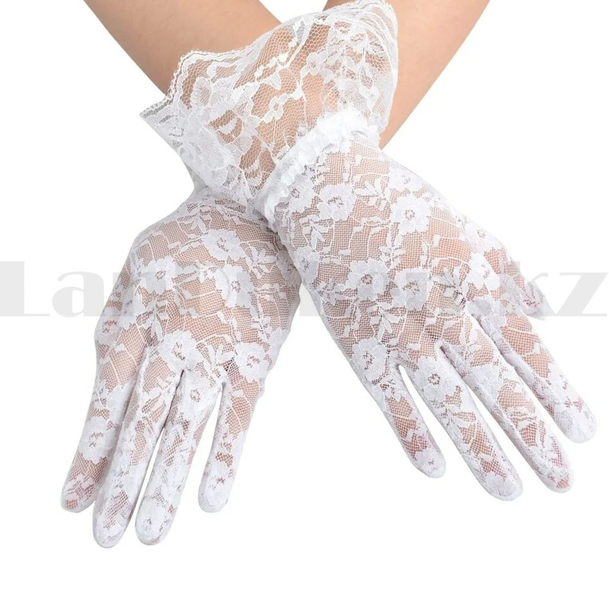 Гипюровые перчатки с кружевом белые - фото 1 - id-p109666556