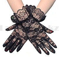 Гипюровые перчатки с кружевом черные