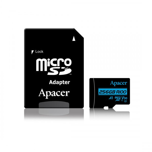 Карта памяти, Apacer, AP256GMCSX10U7-R, MicroSDXC 256GB, с адаптером SD - фото 2 - id-p108237402
