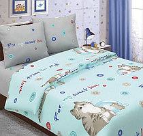 Детское постельное бельё ДайПоспать «Коржик», цвет голубой, 147х217 см, 150х220 см, 70х70 см - 2шт