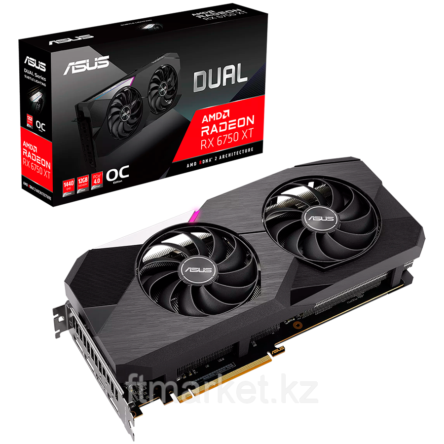 ASUS Video Card AMD Dual Radeon RX 6750 XT OC Edition 12GB GDDR6/192 bit 1xHDMI 3xDP, Recomm. PSU 750W, 2.7, фото 1