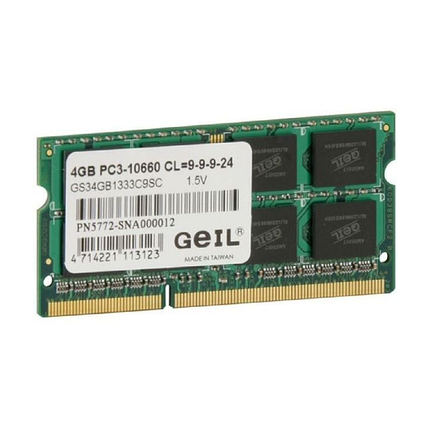 Оперативная память для ноутбука 4Gb DDR3 1333Mhz GEIL PC3 10660 GS34GB1333C9S SO-DIMM 1,5V oem, фото 2