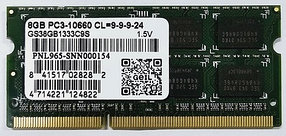 Оперативная память для ноутбука 8Gb DDR3 1333Mhz GEIL PC3 10600 GS38GB1333C9S SO-DIMM 1,5V oem